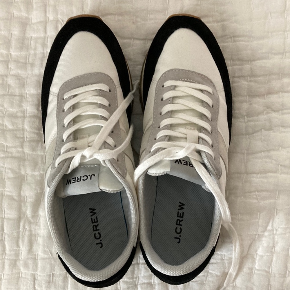 Jcrew Trainers. Black, ivory, grey suede. Size 6.5. Worn twice, new condition.
